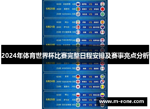 2024年体育世界杯比赛完整日程安排及赛事亮点分析
