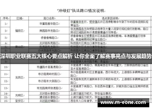深圳职业联赛五大核心要点解析 让你全面了解赛事亮点与发展趋势