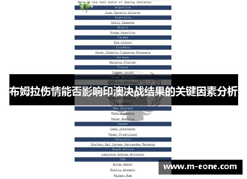 布姆拉伤情能否影响印澳决战结果的关键因素分析
